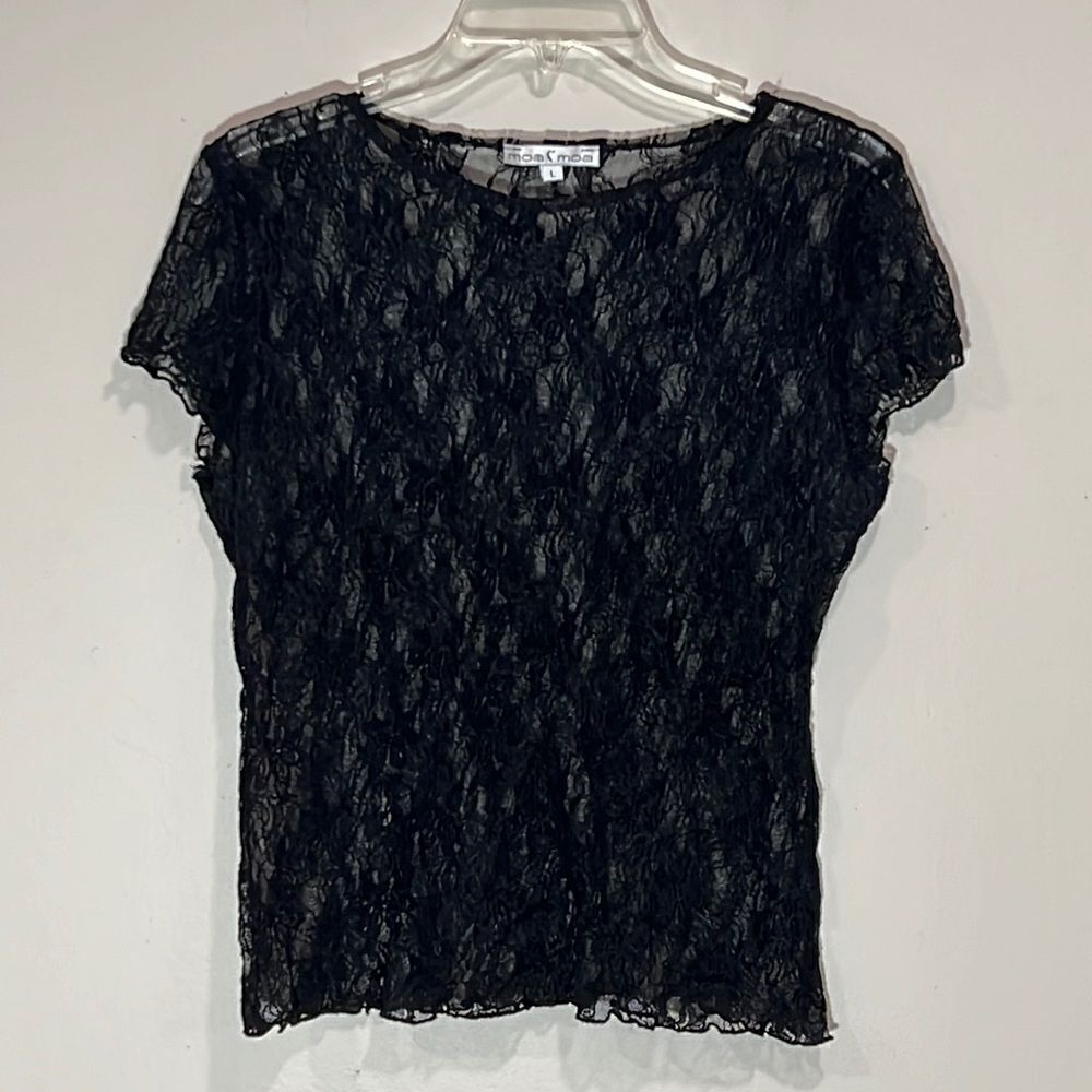 Black Lace See Through Top By Moa Moa. Size Large.